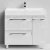 Тумба Мальта 90 напольный, ящики и дверь, Белый камень ПВХ 57805, правый Vodok с раковиной в комплекте