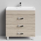 Тумба Орландо 80 напольный, Дубослив ореховый светлый ПВХ 3445 Vodok с раковиной в комплекте