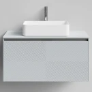 Тумба Соло 100, пример RAL 7040 Серое окно, матовая, 1 ящик, подвесной Vodok с раковиной в комплекте