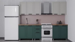 Готовый кухонный гарнитур ГК Аленушка 2 м  Лилия Керамика/Изумруд,скоба черный,черный