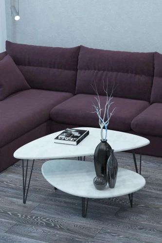 Стол журнальный Престон белый бетон/черный