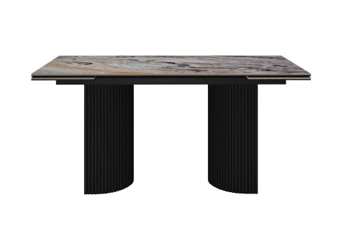 Стол DikLine IKD160 керамика Venetian Brown Light глянец, подстолье черное, опоры черные (2уп.)