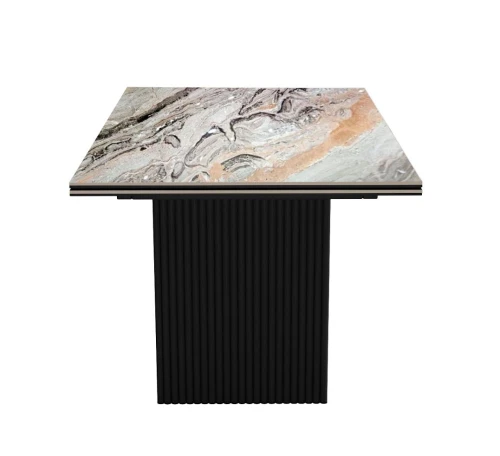 Стол DikLine IKD160 керамика Venetian Brown Light глянец, подстолье черное, опоры черные (2уп.)