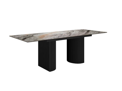 Стол DikLine IKD160 керамика Venetian Brown Light глянец, подстолье черное, опоры черные (2уп.)