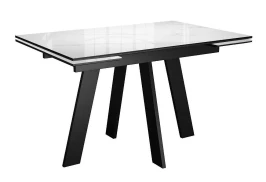 Стол DikLine DKM140 Керамика Carrara Gloss (мрамор глянец белый)/подстолье черное