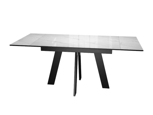 Стол DikLine DKM140 Керамика Carrara Gloss (мрамор глянец белый)/подстолье черное