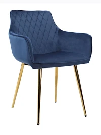 DC835 Стул мягкий с подлокотниками, СИНИЙ#G62-49 велюр, каркас металл золото DC835 Стул мягкий с подлокотниками, СИНИЙ#G62-49 велюр, каркас металл золото