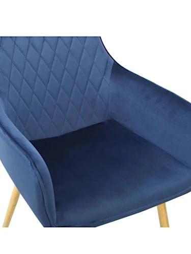 DC835 Стул мягкий с подлокотниками, СИНИЙ#G62-49 велюр, каркас металл золото
