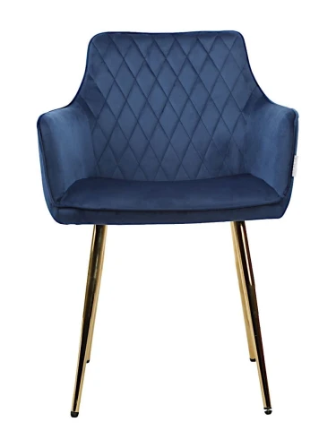 DC835 Стул мягкий с подлокотниками, СИНИЙ#G62-49 велюр, каркас металл золото