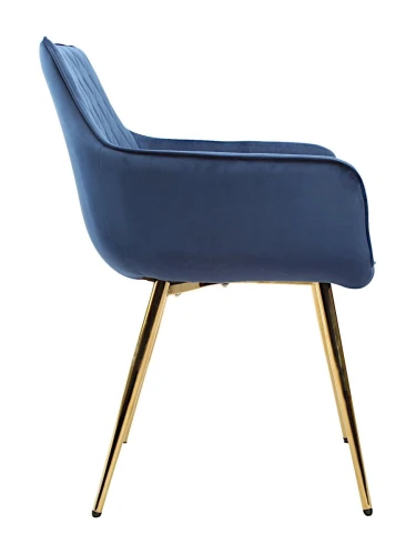 DC835 Стул мягкий с подлокотниками, СИНИЙ#G62-49 велюр, каркас металл золото