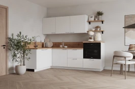 Готовая кухня КГ Угловой 1500х2400 (без пм) , Белый софт матовый  Арника РМ