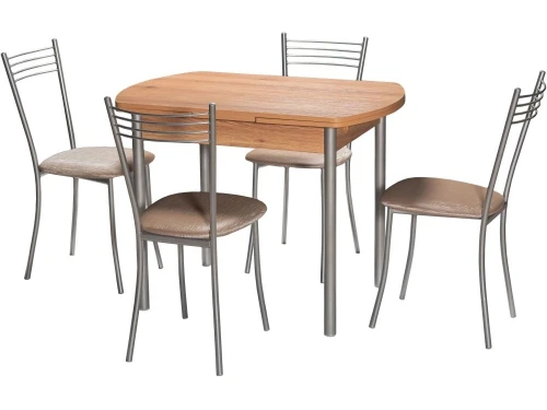 Стол М2 ДП1-02-04 1000(1600)*670, ЛДСП:Дуб горный, Н/стола прямые Металлик