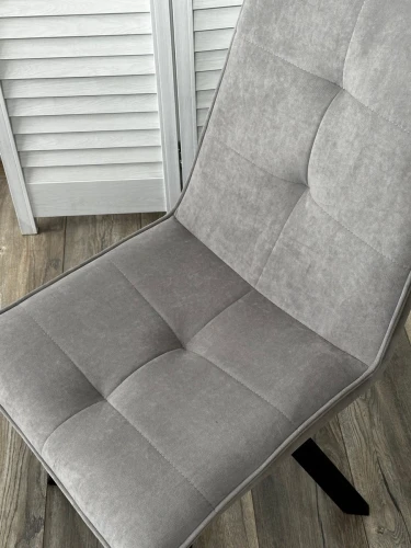 Стул BRONX, 360 град. поворот. B22 Серый, велюр / черный каркас, М-City