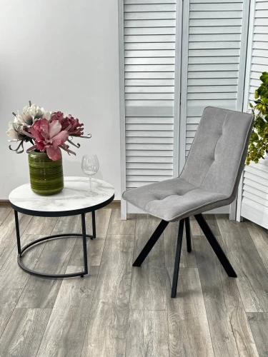 Стул BRONX, 360 град. поворот. B22 Серый, велюр / черный каркас, М-City