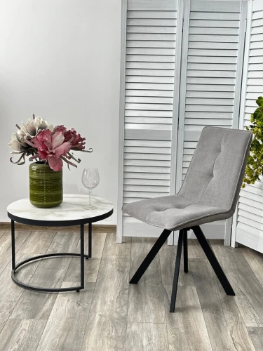 Стул BRONX, 360 град. поворот. B22 Серый, велюр / черный каркас, М-City