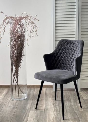 Стул HERMAN 360 град. BM-3 ТЕМНО-СЕРЫЙ, велюр / черный каркас М-City