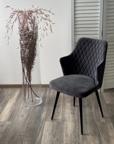 Стул HERMAN 360 град. BM-3 ТЕМНО-СЕРЫЙ, велюр / черный каркас М-City