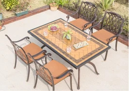 Обеденная мебель из литого алюминия стол Барбекю-1 (151,5х94х73см) + 4 кресел ОПУС «OPUS»