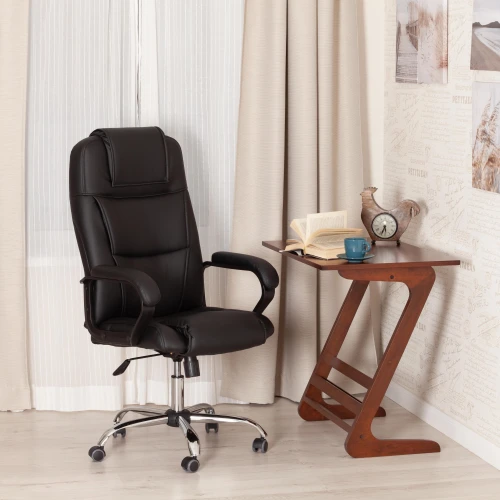 Кресло BERGAMO хром (22) кож/зам, черный, 36-6