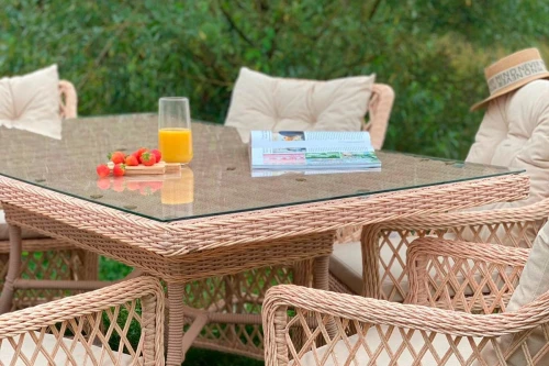 Плетеная мебель для террасы MOKKA VILLA ROSA (на 6 персон) + 12 подушек