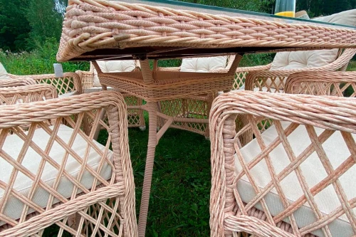 Плетеная мебель для террасы MOKKA VILLA ROSA (на 6 персон) + 12 подушек