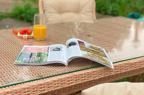 Плетеная мебель для террасы MOKKA VILLA ROSA (на 6 персон) + 12 подушек