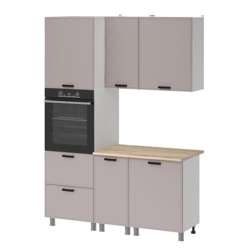 Готовая кухня МК Аленушка 1,6м ПД Магнолия Кашемир,скоба черный,сонома