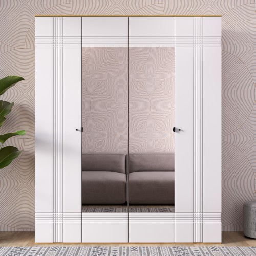 Шкаф распашной четырехдверный Вега Саксония белый