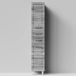 Пенал Арабеска 35 напольный, Лиственница структурная контрастно-серая ПВХ 64202, левый, бельевая корзина