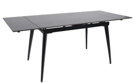 DTM0101CS Стол обед. расклад. WHITE MARBLE MATT 120, керамич. столешница, основ. металл черный