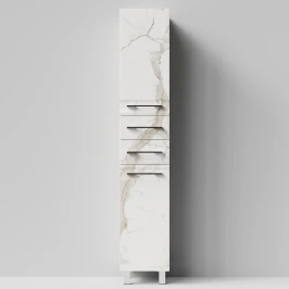 Пенал Мальта 35 напольный, Мрамор Белый натур милк ПВХ 2537, левый