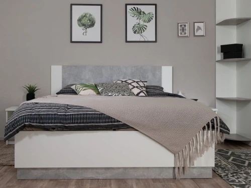 Кровать «Аврора» 160*200 (подъемник), Белый/ателье светлый