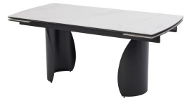 Стол ОЛЬХОН 180 БЕЛЫЙ МРАМОР МАТОВЫЙ , керамика / Черный каркас, М-City