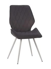 DC230 Стул мягкий, СЕРЫЙ#M420-16 велюр, каркас металл, белый КРУГЛЫЙ