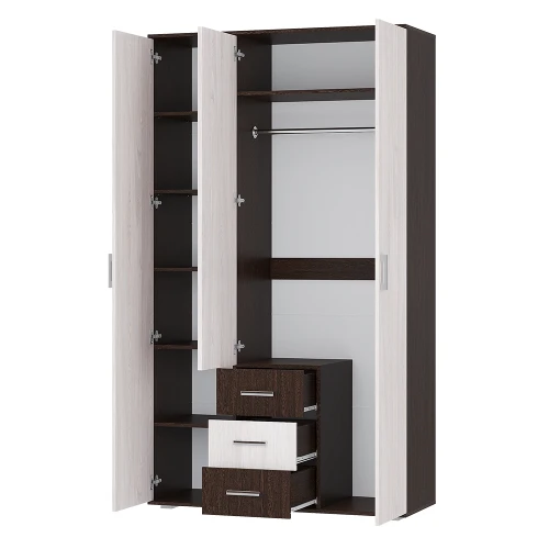 Шкаф трехдверный Белла, венге/ясень белый