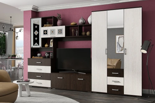 Шкаф трехдверный Белла, венге/ясень белый