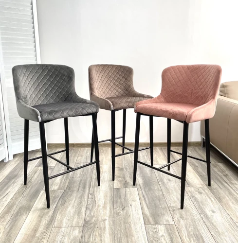 Полубарный стул ARTEMIS BLUVEL-52 PINK (H=65cm), велюр М-City