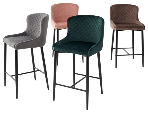 Полубарный стул ARTEMIS BLUVEL-52 PINK (H=65cm), велюр М-City
