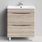 Тумба Адель 70 напольный, Дубослив ореховый светлый ПВХ 3445 Vodok с раковиной в комплекте