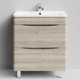 Тумба Адель 70 напольный, Дубослив ореховый светлый ПВХ 3445 Vodok с раковиной в комплекте