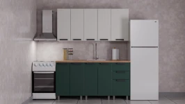 Готовый кухонный гарнитур ГК Аленушка 1,6м  Лаванда Керамика/Изумруд,скоба черный,сонома