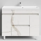 Тумба Бест 100 (2 ящика, 2 двери) напольный, Мрамор Белый натур милк ПВХ 2537 Vodok с раковиной в комплекте Тумба Бест 100 (2 ящика, 2 двери) напольный, Мрамор Белый натур милк ПВХ 2537 Vodok с раковиной в комплекте