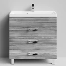 Тумба Орландо 80 напольный, Лиственница структурная контрастно-серая ПВХ 64202 Vodok с раковиной в комплекте