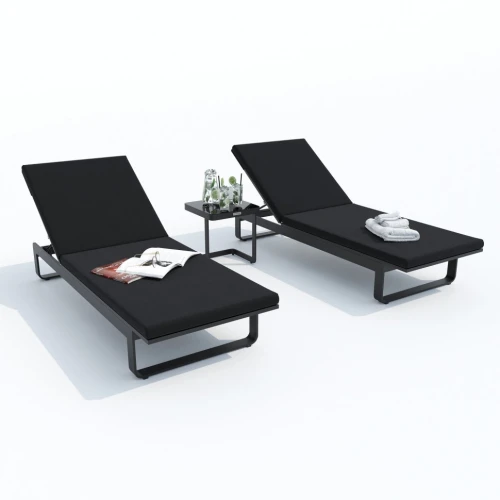 Шезлонг LETTO черный - каркас карбон