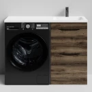 Тумба Смайл 110 напольный, под стиральную машину, правая, Дуб крымский коричневый ПВХ 131005-9005 Vodok с раковиной в комплекте Тумба Смайл 110 напольный, под стиральную машину, правая, Дуб крымский коричневый ПВХ 131005-9005 Vodok с раковиной в комплекте