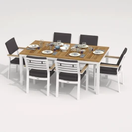 Обеденная группа TELLA  BONTA  каркас белый / стол тик 180 / ткань антрацит