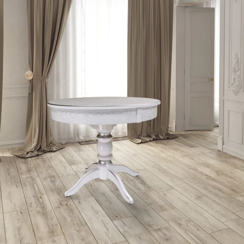 Стол обеденный Фидея 4 раздвижной белый/серебро 90/130*90