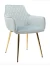 DC835 Стул мягкий с подлокотниками, ПЫЛЬНО-ГОЛУБОЙ#G62-81 велюр, каркас металл золото