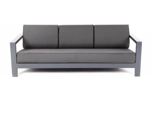 "Гранада" диван 3-местный, каркас алюминий темно-серый (RAL7024) шагрень, ткань темно-серая 027