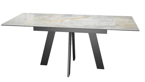 Стол DikLine SKM120 Керамика Titanium Silver River Polished/подстолье черное/опоры черные